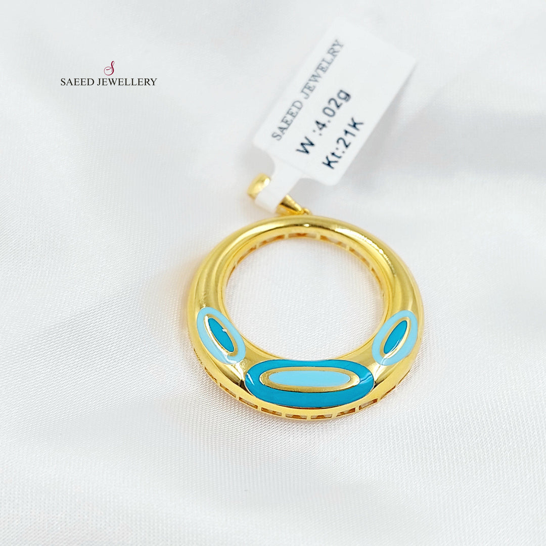 21K تعليقة دائري مينا-مجوهرات الشيخ سعيد-Saeed Jewelry 