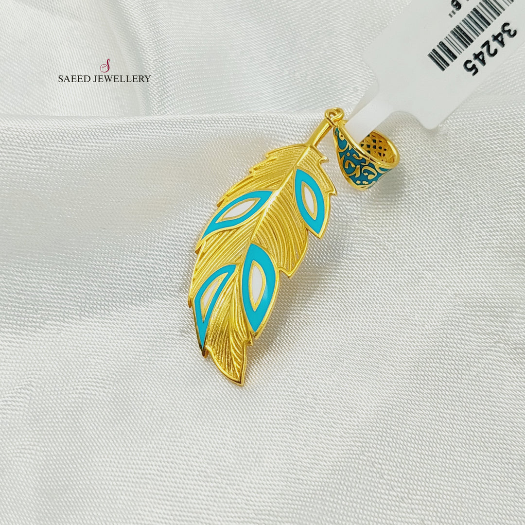 21K تعليقة ورق الشجر مينا-مجوهرات الشيخ سعيد-Saeed Jewelry 