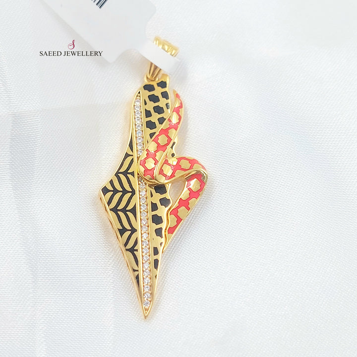 21K تعليقة فلسطين مينا مرصع-مجوهرات الشيخ سعيد-Saeed Jewelry 