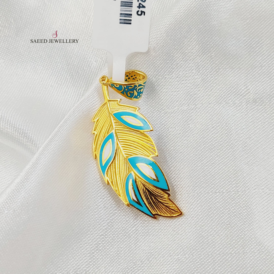 21K تعليقة ورق الشجر مينا-مجوهرات الشيخ سعيد-Saeed Jewelry 