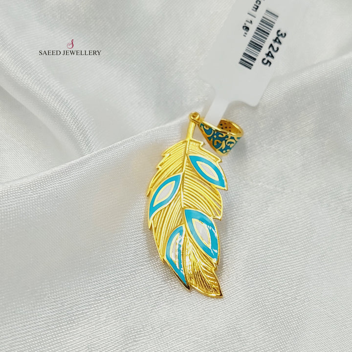 21K تعليقة ورق الشجر مينا-مجوهرات الشيخ سعيد-Saeed Jewelry 