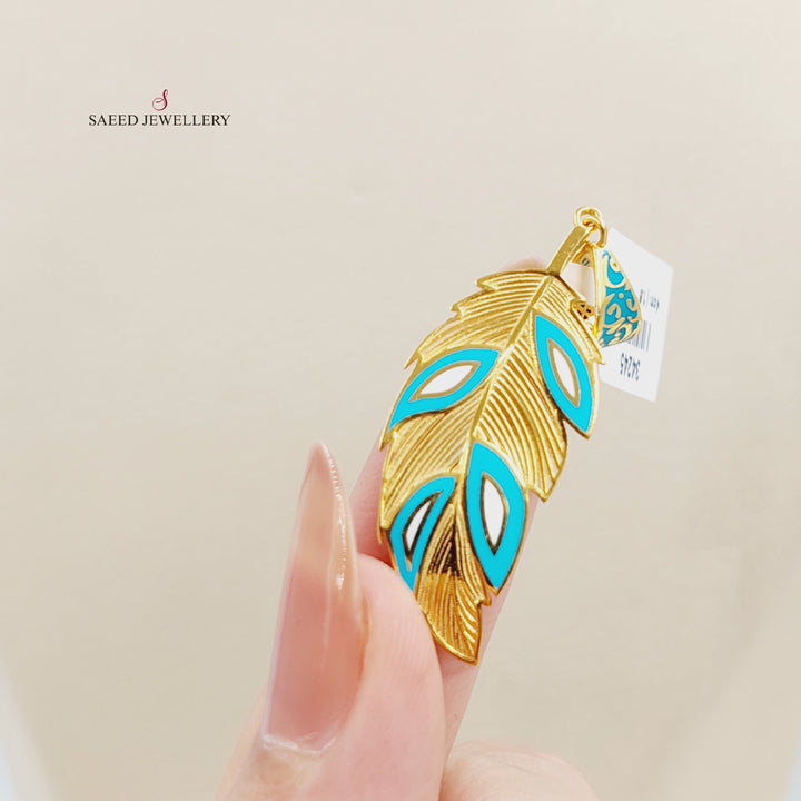 21K تعليقة ورق الشجر مينا-مجوهرات الشيخ سعيد-Saeed Jewelry 
