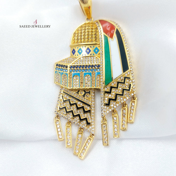 21K تعليقة فلسطين مينا مرصع-مجوهرات الشيخ سعيد-Saeed Jewelry 
