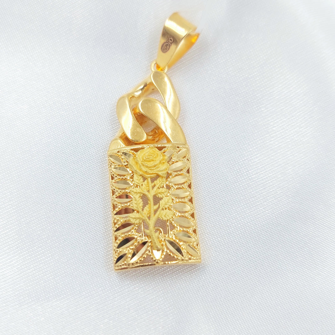 21K تعليقة وردة نقش-مجوهرات الشيخ سعيد-Saeed Jewelry 
