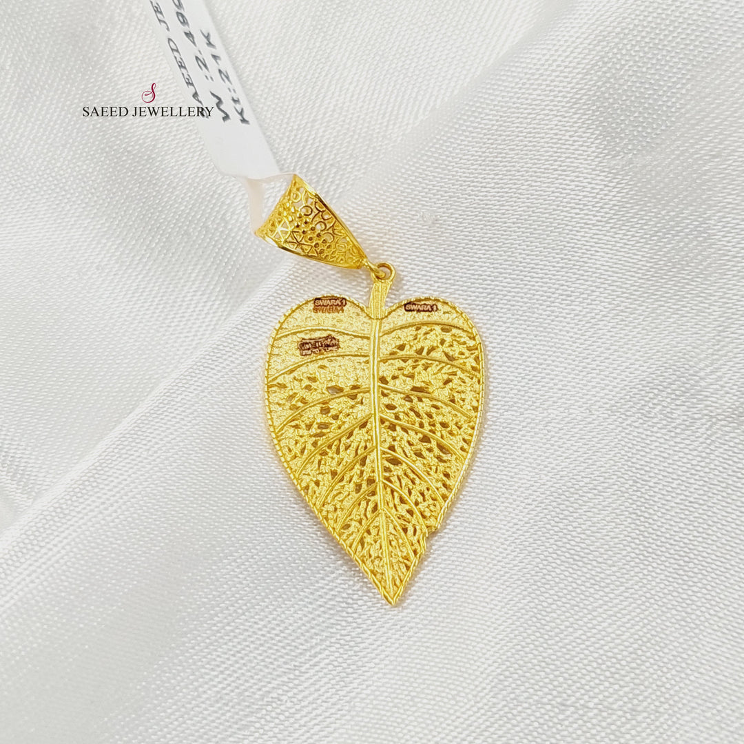 21K تعليقة ورق الشجر-مجوهرات الشيخ سعيد-Saeed Jewelry 