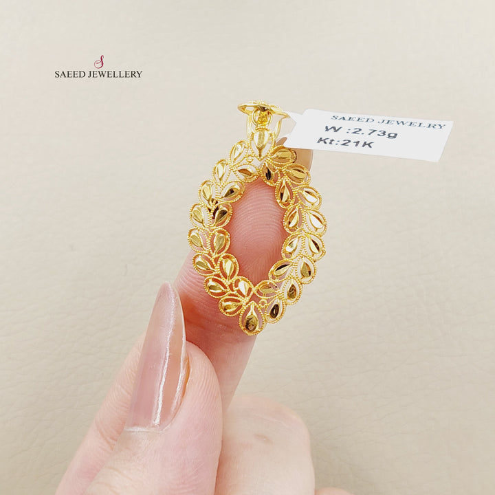 21K تعليقة ورق الشجر-مجوهرات الشيخ سعيد-Saeed Jewelry 