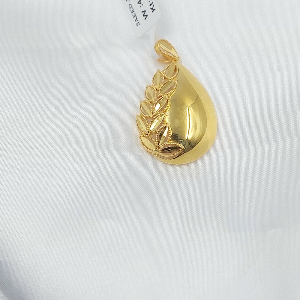 21K تعليقة ورق الشجر-مجوهرات الشيخ سعيد-Saeed Jewelry 