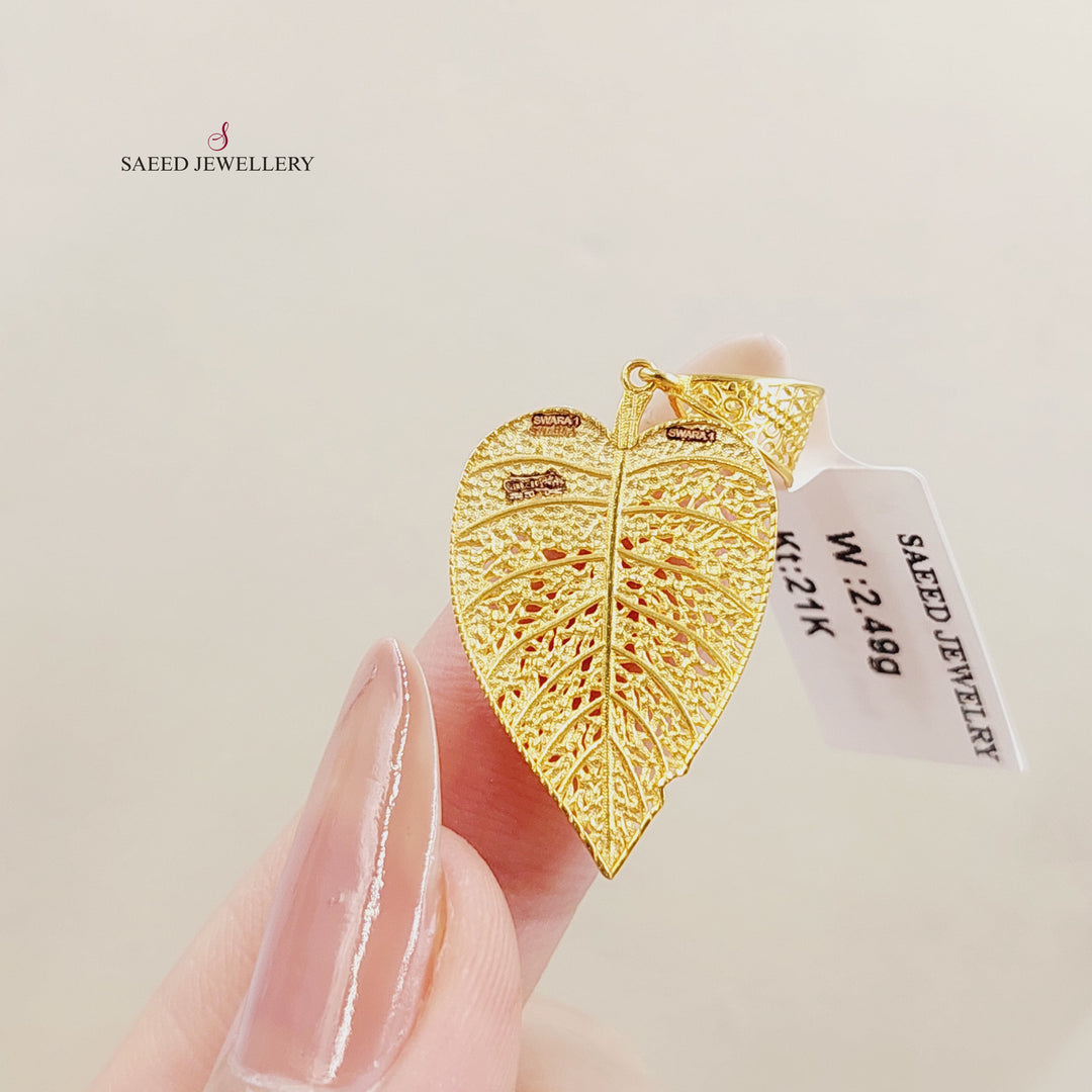 21K تعليقة ورق الشجر-مجوهرات الشيخ سعيد-Saeed Jewelry 