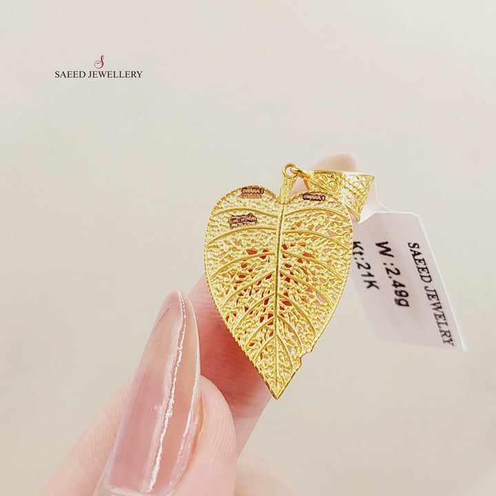 21K تعليقة ورق الشجر-مجوهرات الشيخ سعيد-Saeed Jewelry 