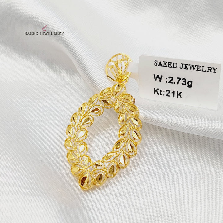 21K تعليقة ورق الشجر-مجوهرات الشيخ سعيد-Saeed Jewelry 
