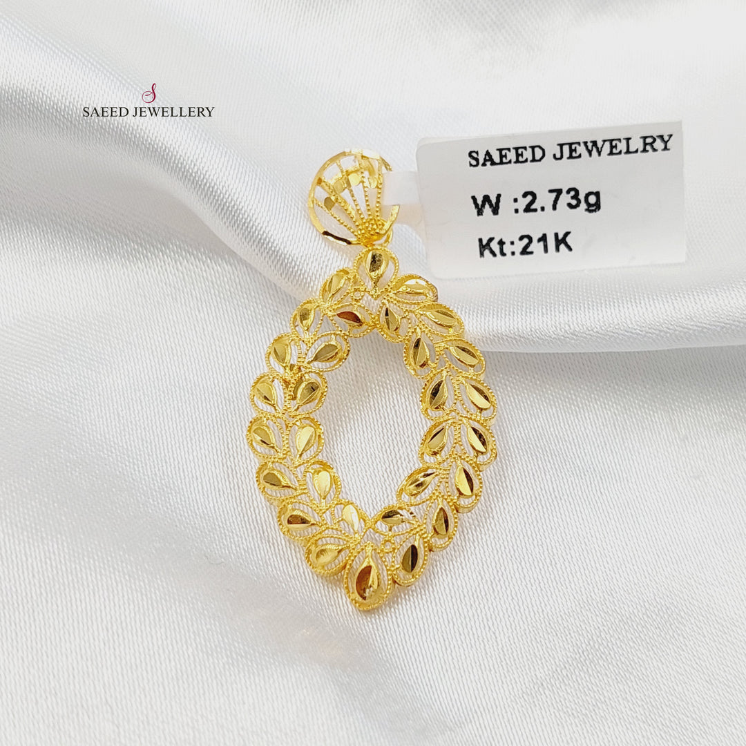 21K تعليقة ورق الشجر-مجوهرات الشيخ سعيد-Saeed Jewelry 