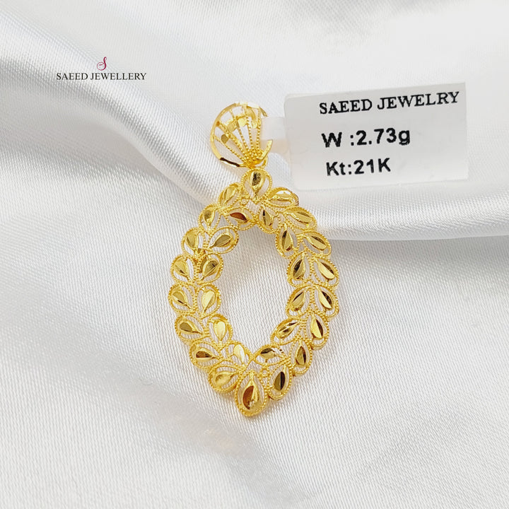 21K تعليقة ورق الشجر-مجوهرات الشيخ سعيد-Saeed Jewelry 