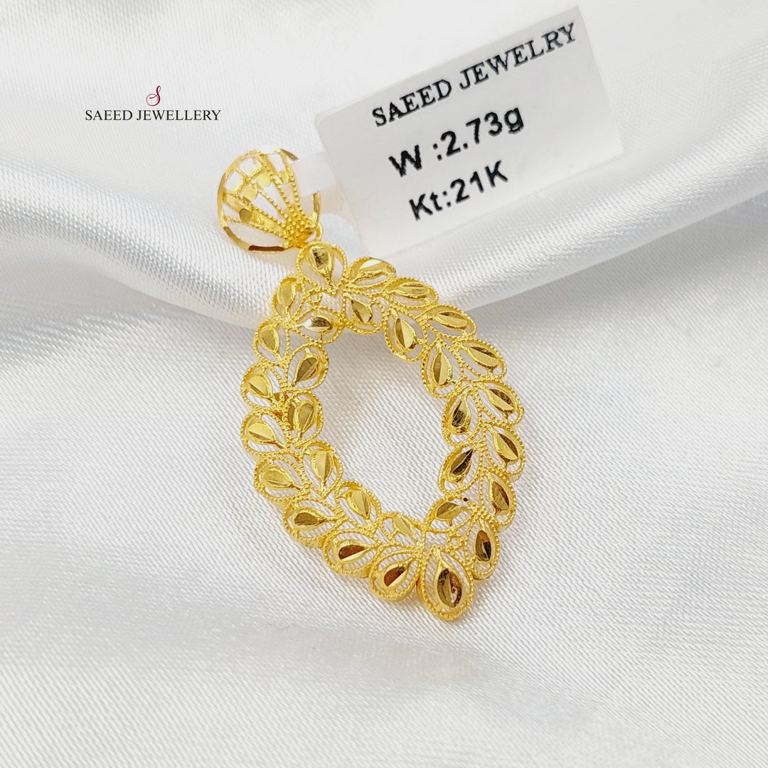 21K تعليقة ورق الشجر-مجوهرات الشيخ سعيد-Saeed Jewelry 