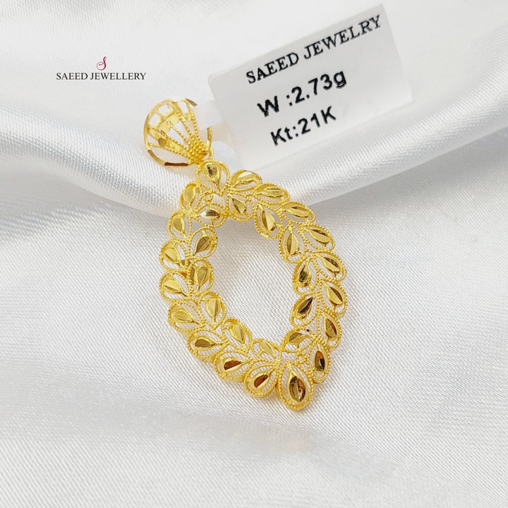 21K تعليقة ورق الشجر-مجوهرات الشيخ سعيد-Saeed Jewelry 