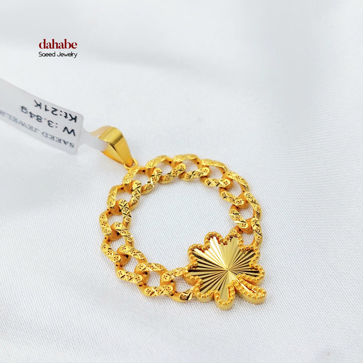 21K تعليقة جنزير وردة-مجوهرات الشيخ سعيد-Saeed Jewelry 