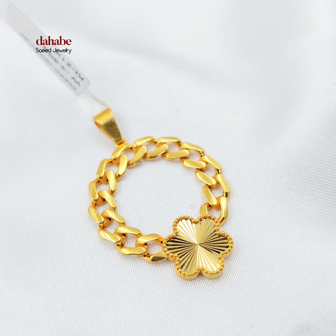 21K تعليقة جنزير وردة-مجوهرات الشيخ سعيد-Saeed Jewelry 