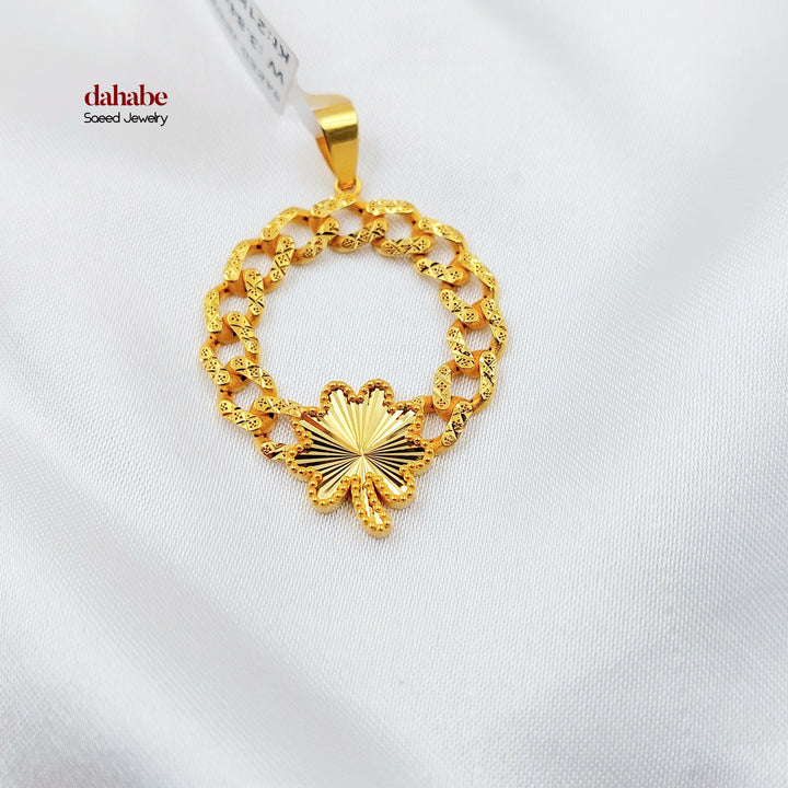 21K تعليقة جنزير وردة-مجوهرات الشيخ سعيد-Saeed Jewelry 