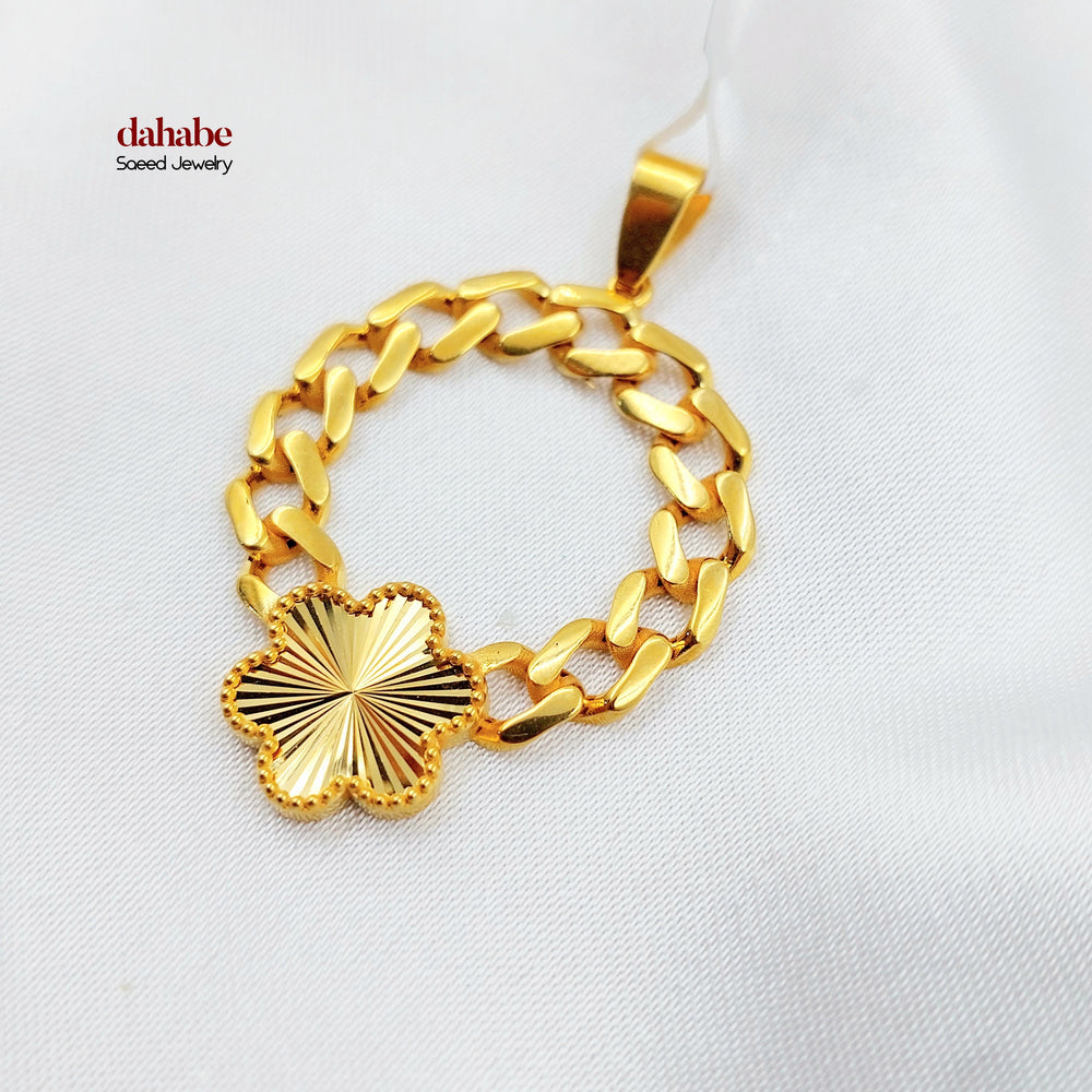 21K تعليقة جنزير وردة-مجوهرات الشيخ سعيد-Saeed Jewelry 