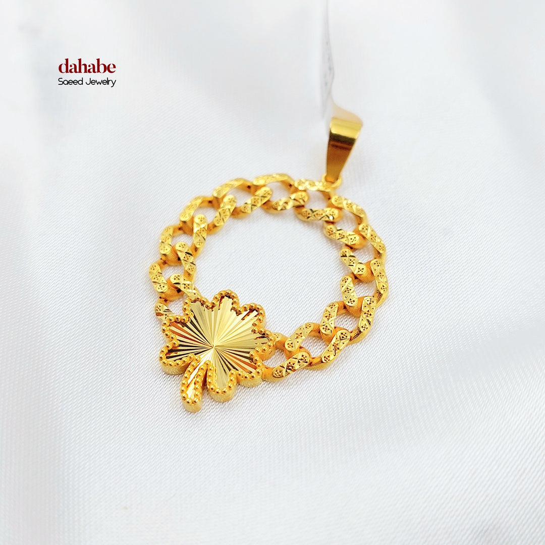 21K تعليقة جنزير وردة-مجوهرات الشيخ سعيد-Saeed Jewelry 