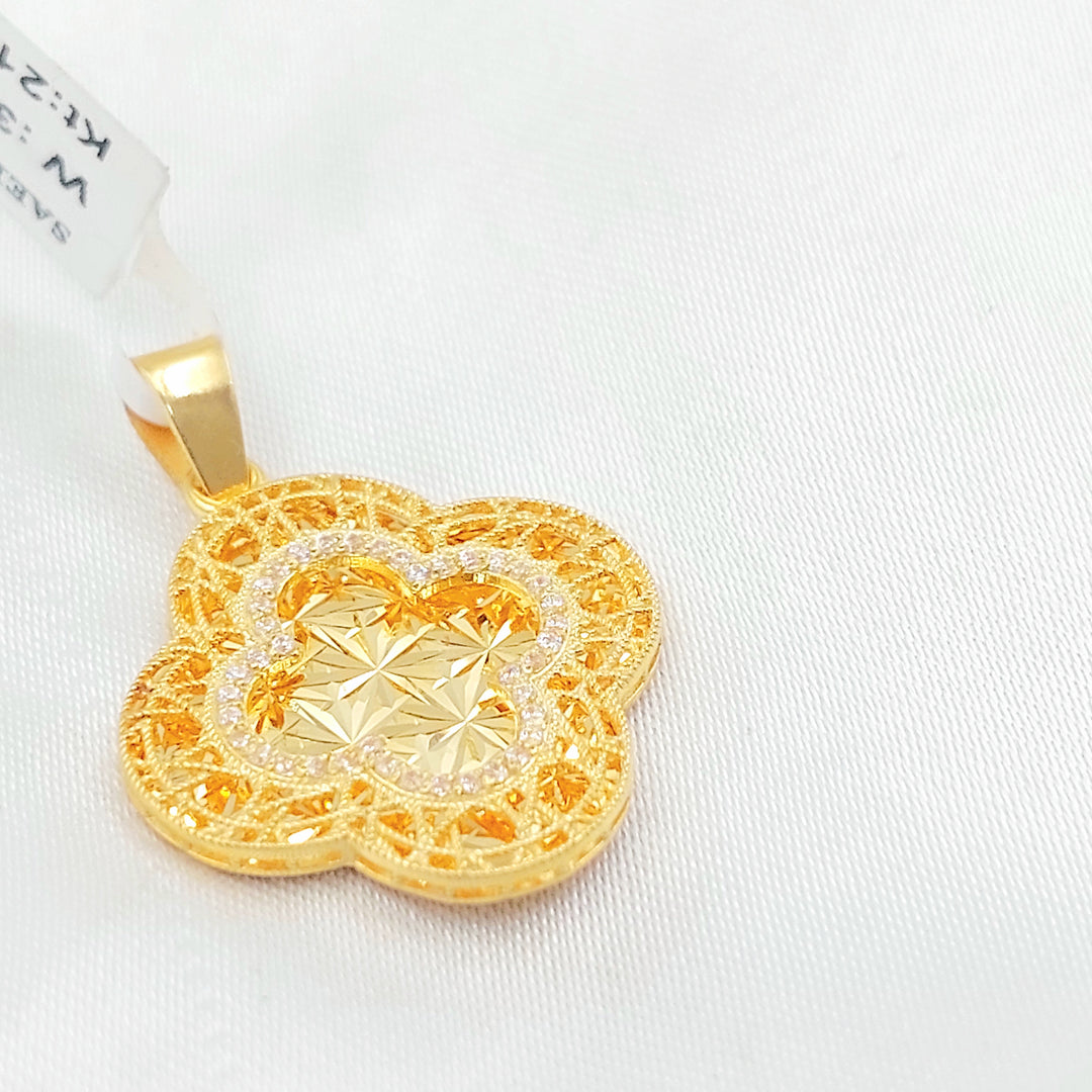 21K تعليقة وردة مرصع-مجوهرات الشيخ سعيد-Saeed Jewelry 
