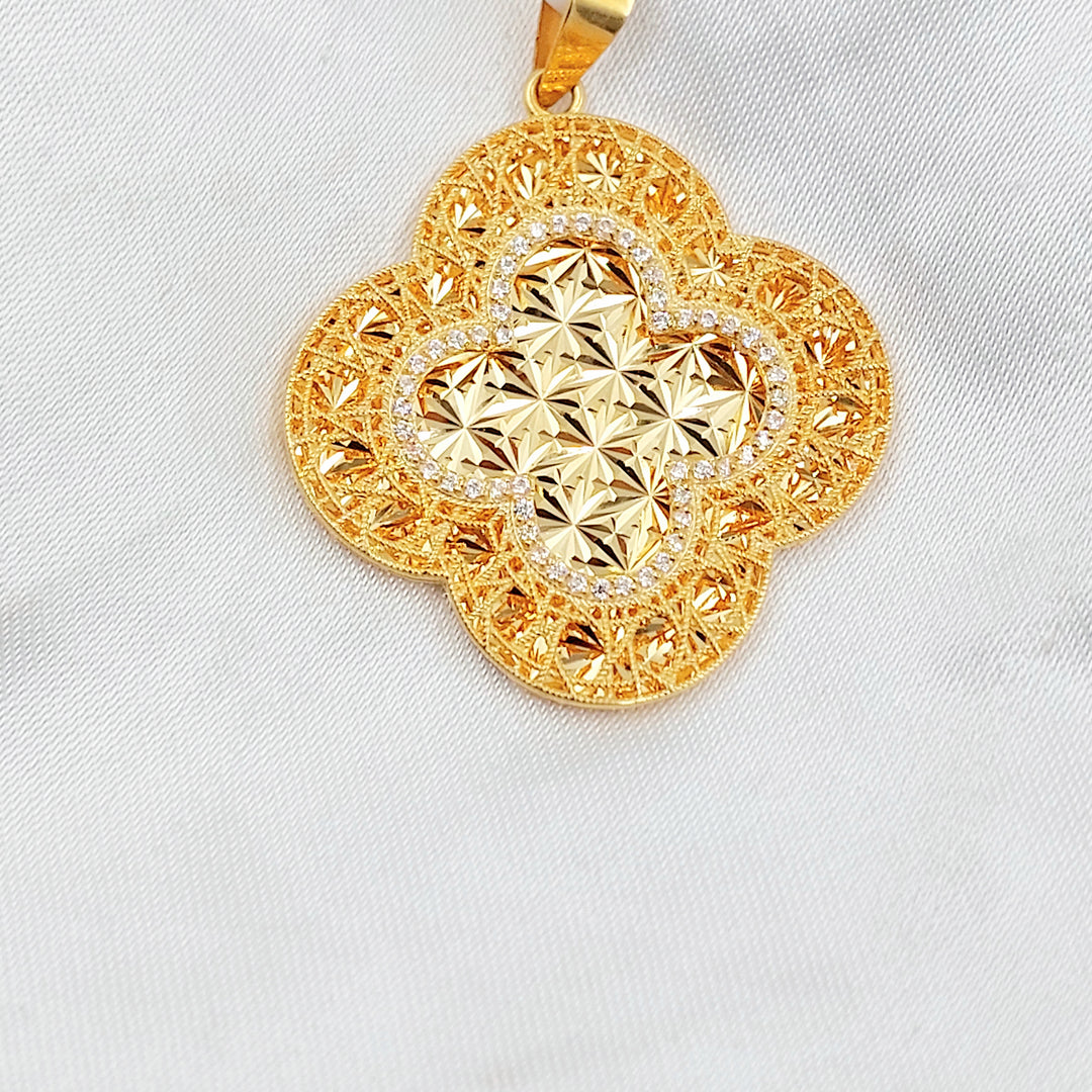 21K تعليقة وردة مرصع-مجوهرات الشيخ سعيد-Saeed Jewelry 