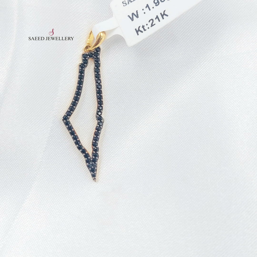 21K تعليقة فلسطين مرصع-مجوهرات الشيخ سعيد-Saeed Jewelry 