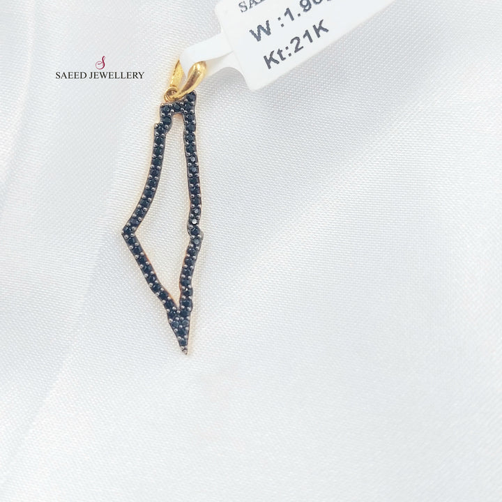 21K تعليقة فلسطين مرصع-مجوهرات الشيخ سعيد-Saeed Jewelry 