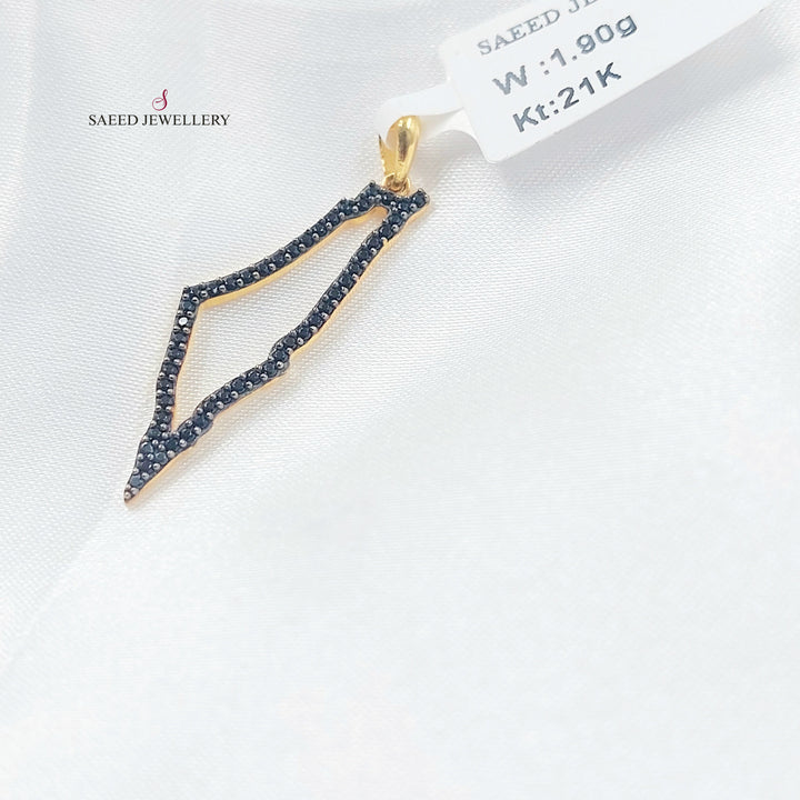 21K تعليقة فلسطين مرصع-مجوهرات الشيخ سعيد-Saeed Jewelry 