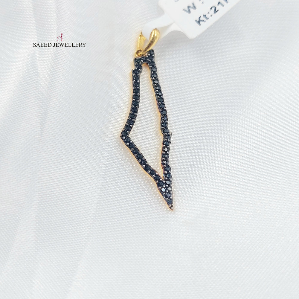 21K تعليقة فلسطين مرصع-مجوهرات الشيخ سعيد-Saeed Jewelry 