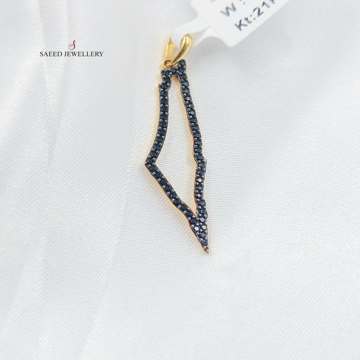 21K تعليقة فلسطين مرصع-مجوهرات الشيخ سعيد-Saeed Jewelry 