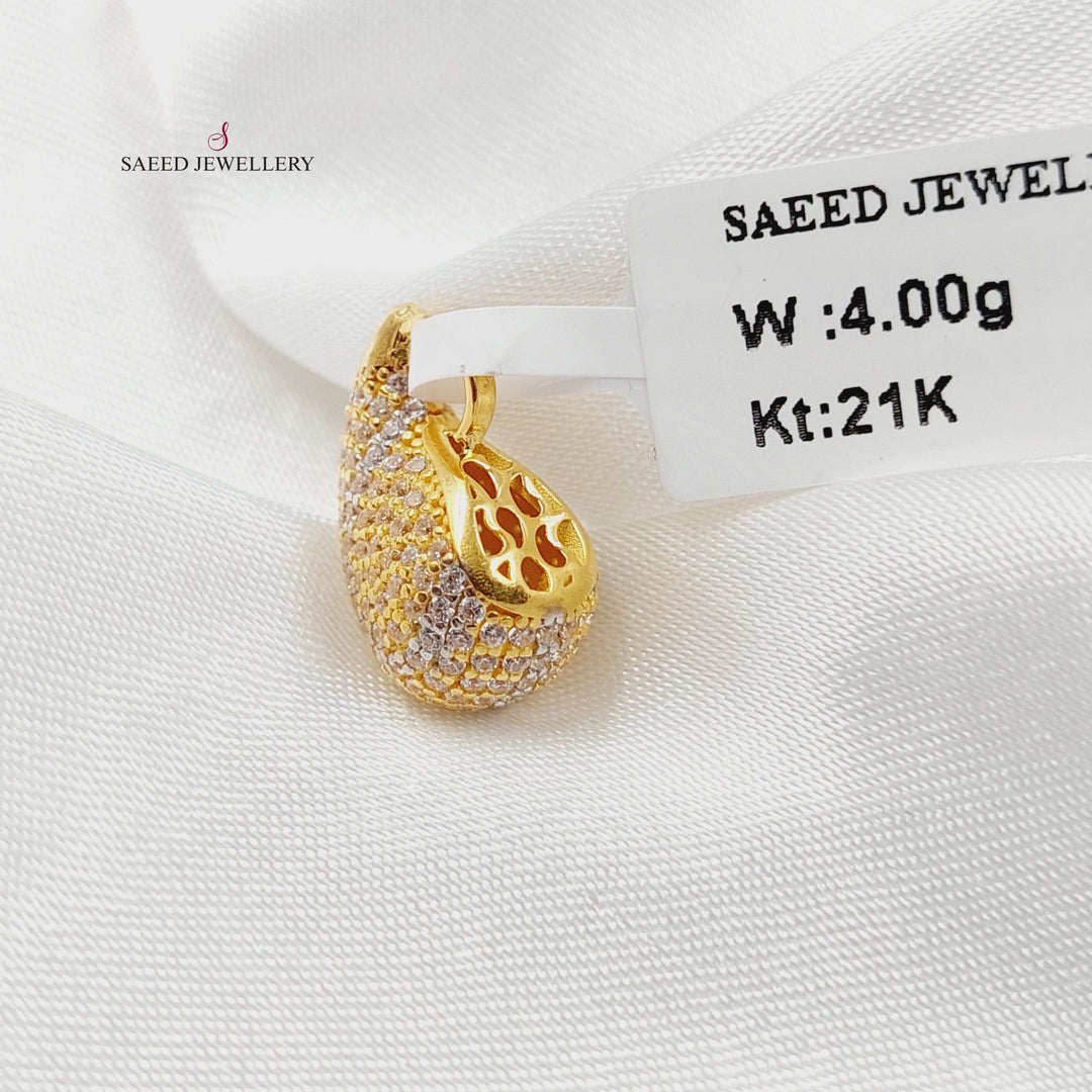 21K تعليقة لوزة مرصع-مجوهرات الشيخ سعيد-Saeed Jewelry 