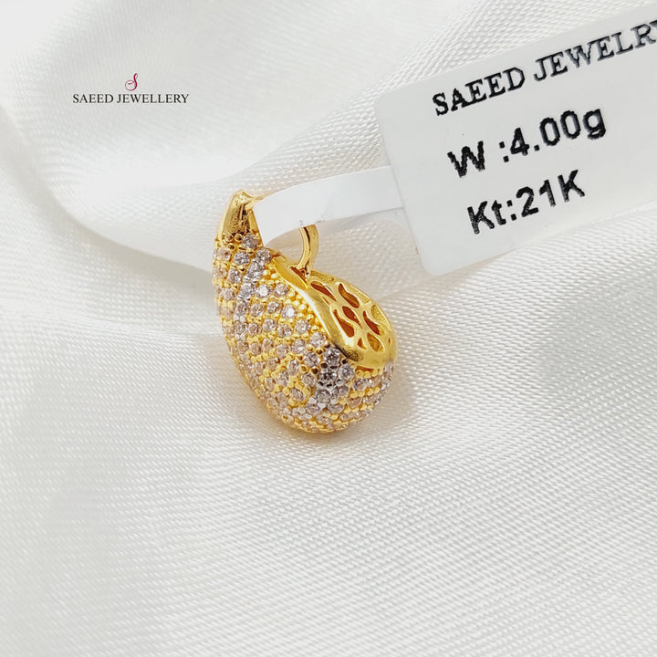 21K تعليقة لوزة مرصع-مجوهرات الشيخ سعيد-Saeed Jewelry 