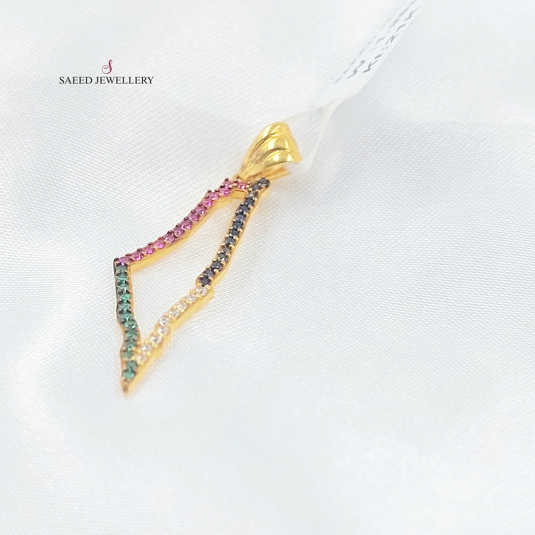 21K تعليقة فلسطين مرصع-مجوهرات الشيخ سعيد-Saeed Jewelry 