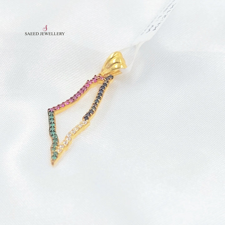 21K تعليقة فلسطين مرصع-مجوهرات الشيخ سعيد-Saeed Jewelry 