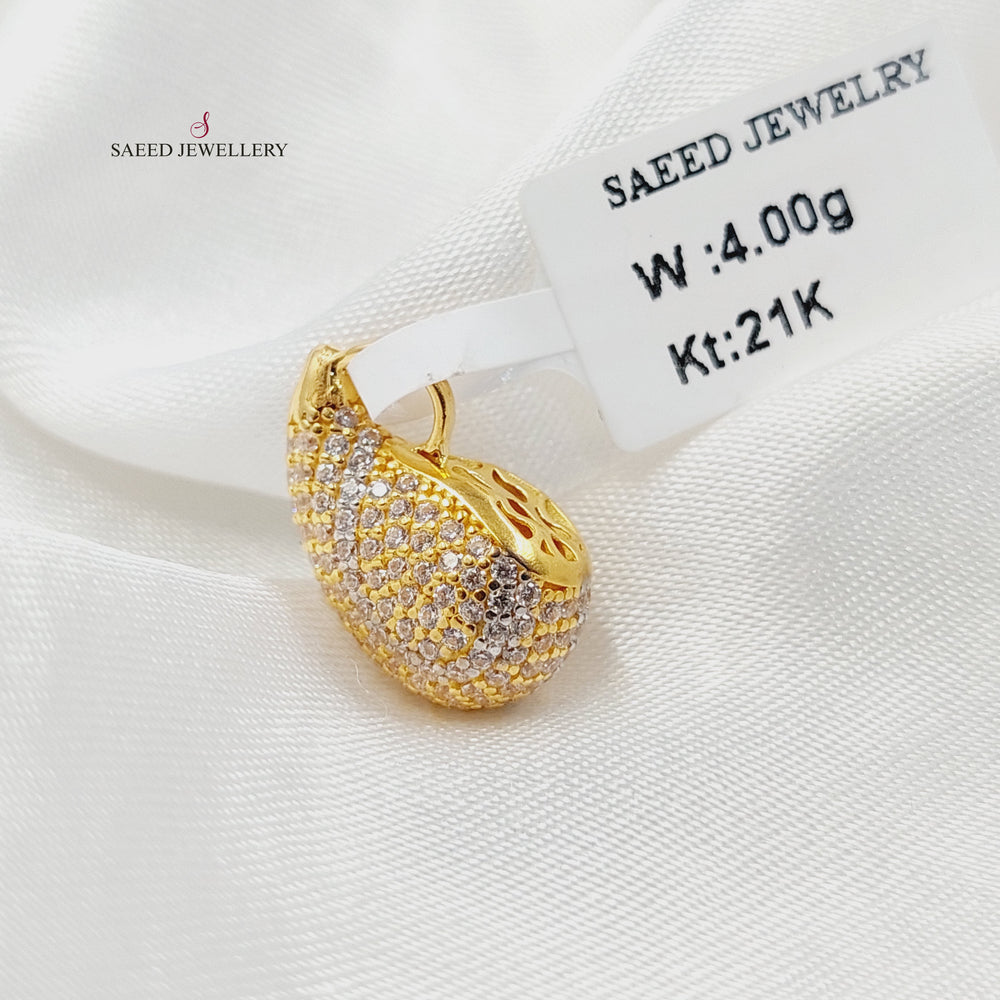 21K تعليقة لوزة مرصع-مجوهرات الشيخ سعيد-Saeed Jewelry 