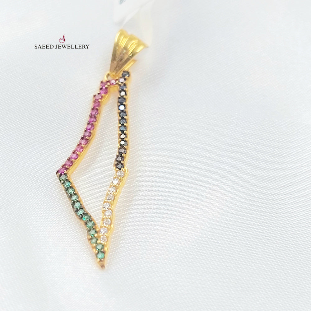 21K تعليقة فلسطين مرصع-مجوهرات الشيخ سعيد-Saeed Jewelry 