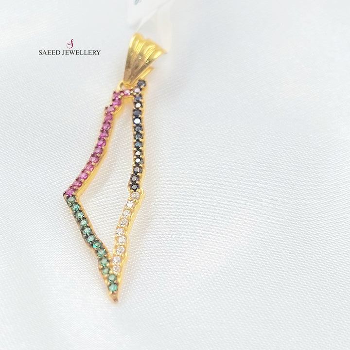21K تعليقة فلسطين مرصع-مجوهرات الشيخ سعيد-Saeed Jewelry 