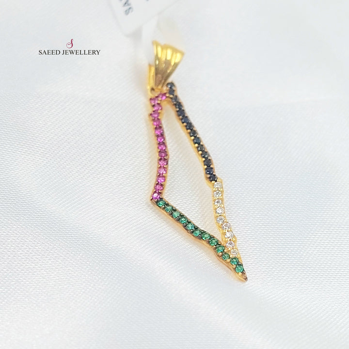 21K تعليقة فلسطين مرصع-مجوهرات الشيخ سعيد-Saeed Jewelry 