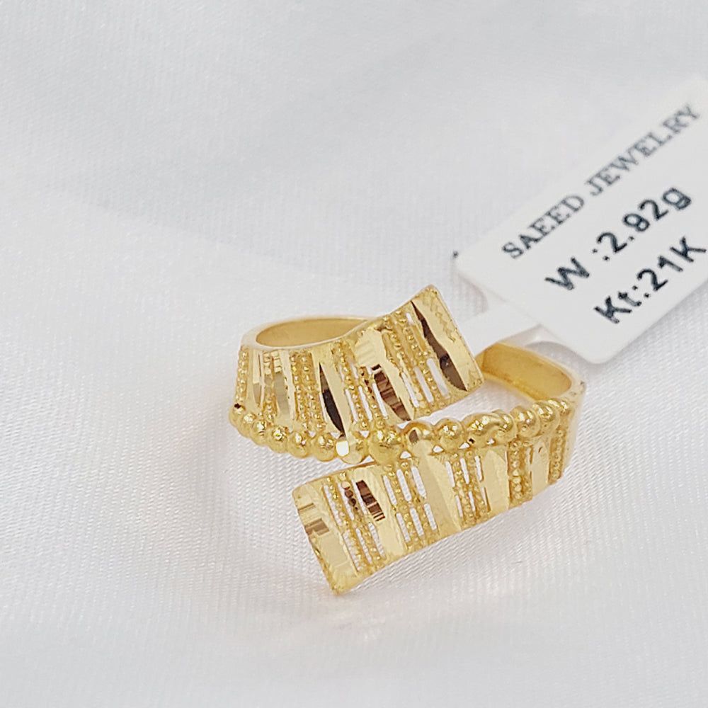 21K خاتم نقش طابات-مجوهرات الشيخ سعيد-Saeed Jewelry 