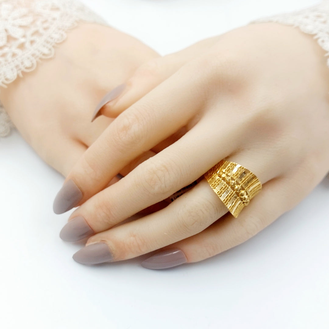 21K خاتم نقش طابات-مجوهرات الشيخ سعيد-Saeed Jewelry 