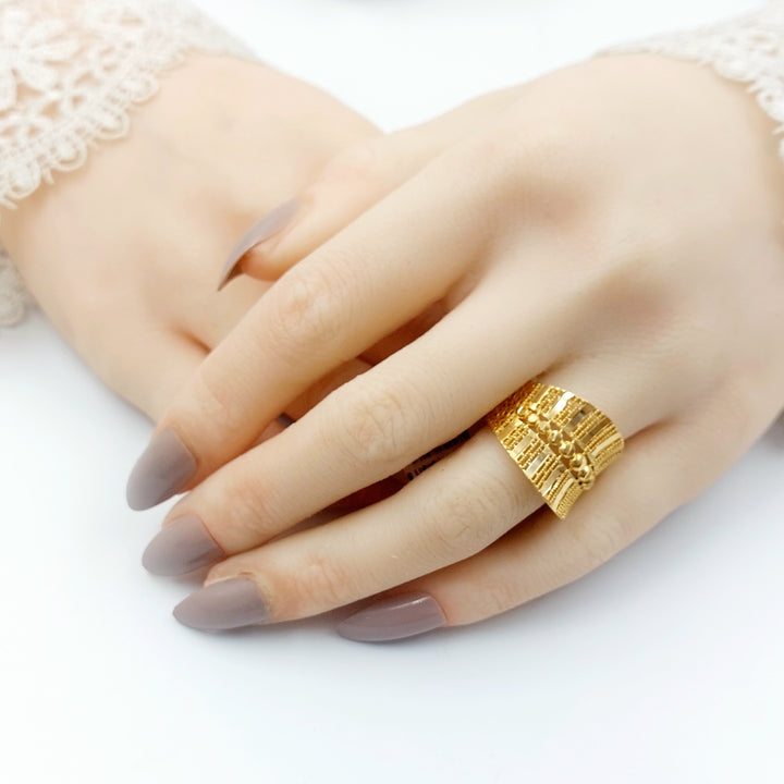 21K خاتم نقش طابات-مجوهرات الشيخ سعيد-Saeed Jewelry 