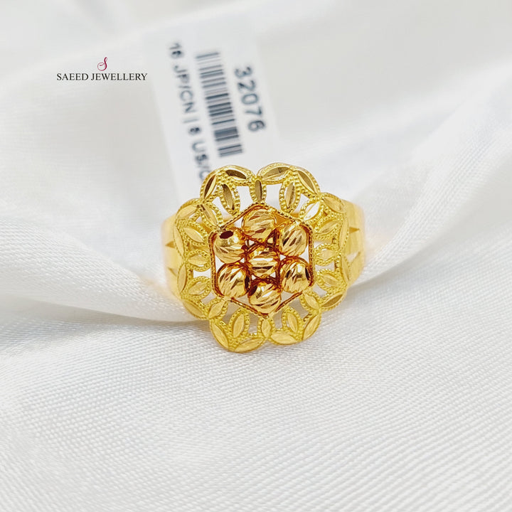 21K خاتم ورق الشجر طابات-مجوهرات الشيخ سعيد-Saeed Jewelry 