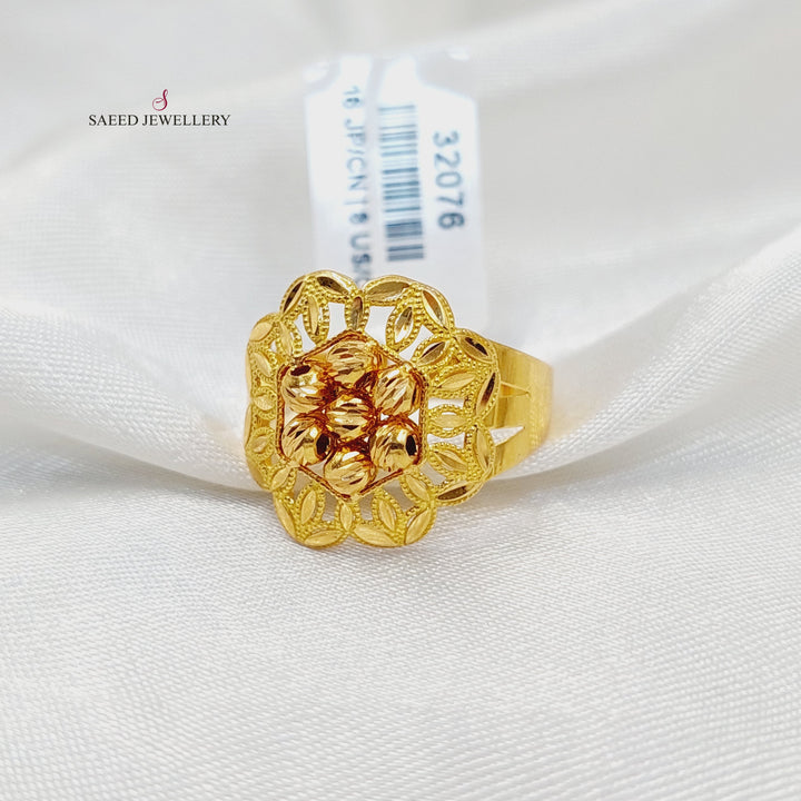 21K خاتم ورق الشجر طابات-مجوهرات الشيخ سعيد-Saeed Jewelry 