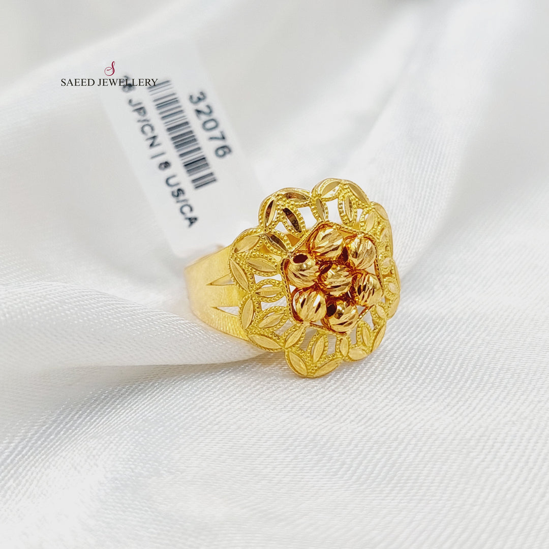 21K خاتم ورق الشجر طابات-مجوهرات الشيخ سعيد-Saeed Jewelry 