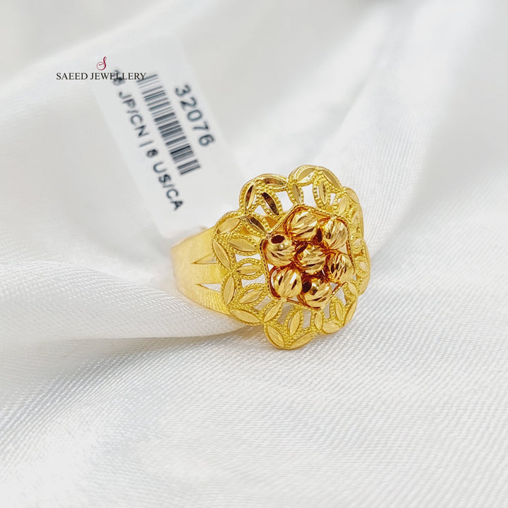 21K خاتم ورق الشجر طابات-مجوهرات الشيخ سعيد-Saeed Jewelry 