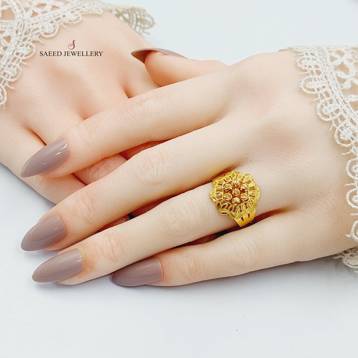 21K خاتم ورق الشجر طابات-مجوهرات الشيخ سعيد-Saeed Jewelry 