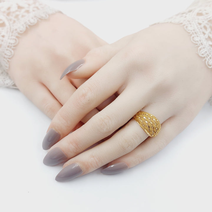 21K خاتم خلية النحل-مجوهرات الشيخ سعيد-Saeed Jewelry 