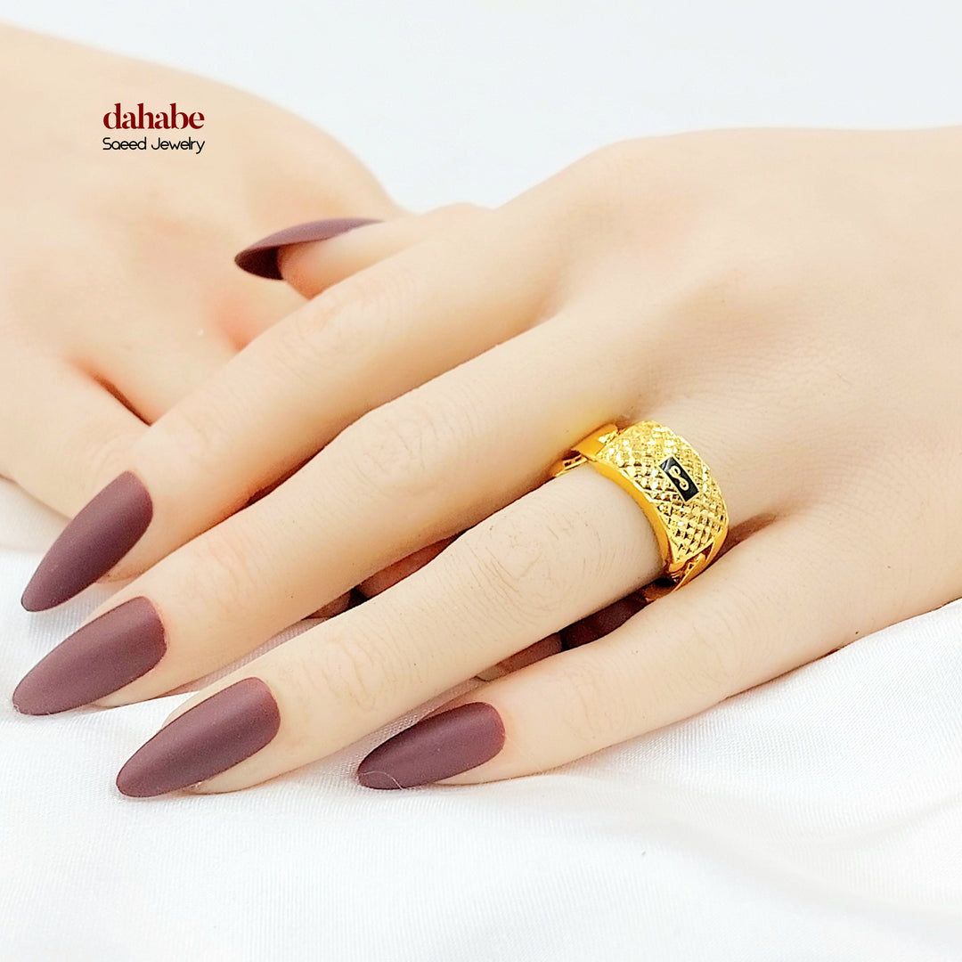 21K خاتم جنزير-مجوهرات الشيخ سعيد-Saeed Jewelry 