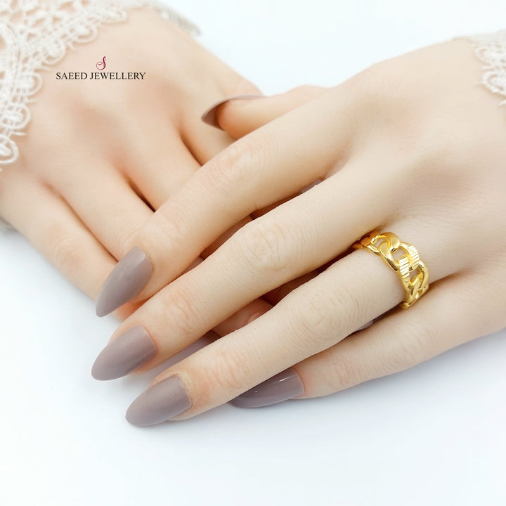 21K خاتم جنزير-مجوهرات الشيخ سعيد-Saeed Jewelry 