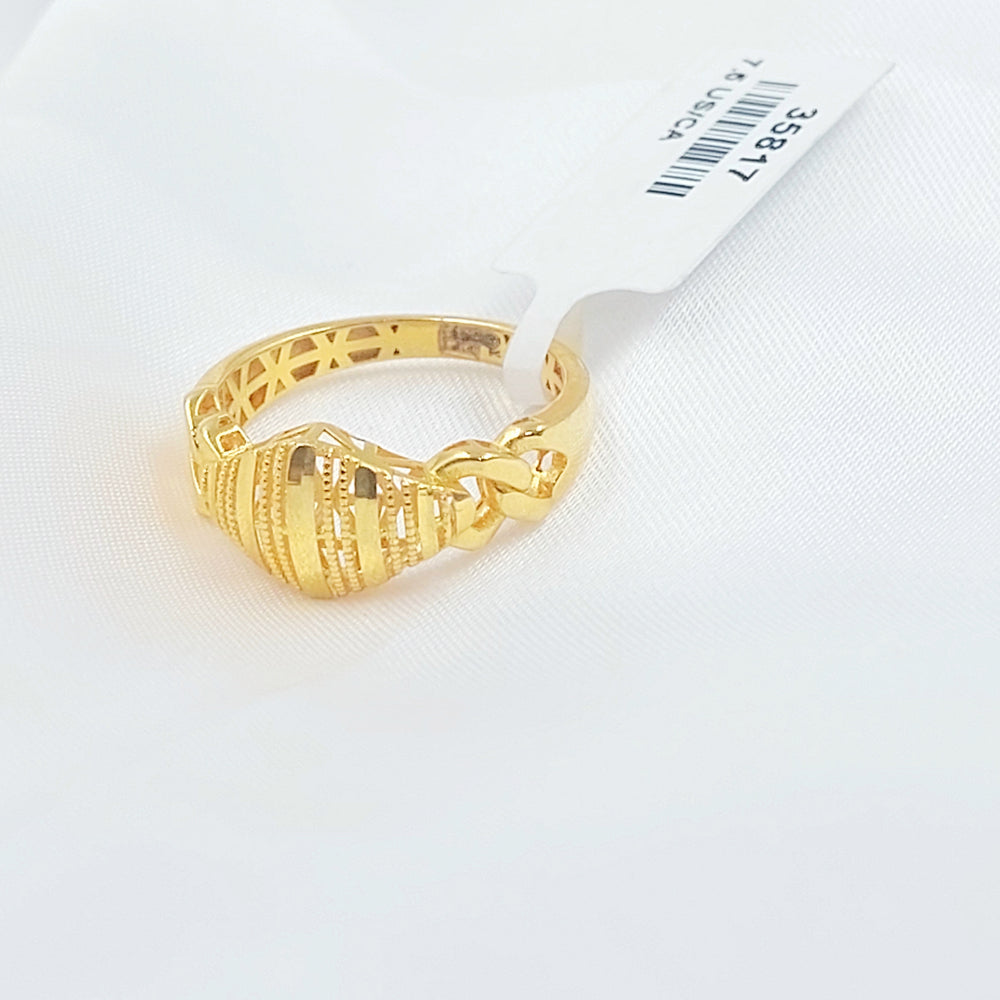 21K خاتم نقش جنزير-مجوهرات الشيخ سعيد-Saeed Jewelry 